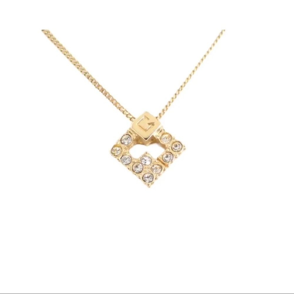 Elegant Givenchy Gold and Rhinestone Pendant Necklace